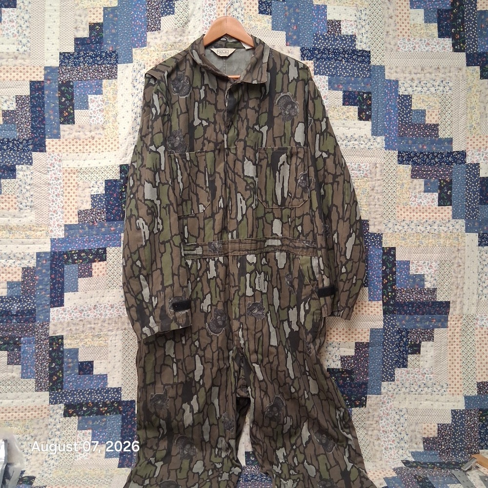Vintage Walls Mens XL Regular Trebark Turkey Camo Hunting Coveralls USA NWTF